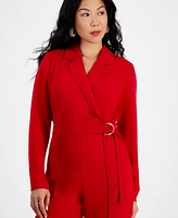 I.n.c. International Concepts Petite Long-Sleeve Collared Jumpsuit, Created for Macy's
