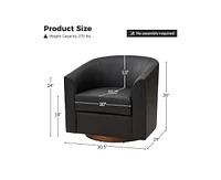 Hulala Home Haley 30.5" Wide Modern Swivel Barrel Chair with Solid Wood Base