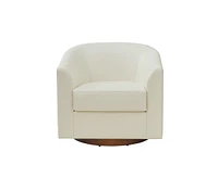 Hulala Home Haley 30.5" Wide Modern Swivel Barrel Chair with Solid Wood Base