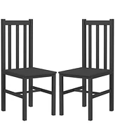 Homcom Farmhouse Armless Dining Chairs, Set of 2 with Slat Back, White