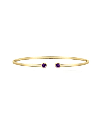 The Lovery Amethyst Open Cuff Bangle 14K Gold