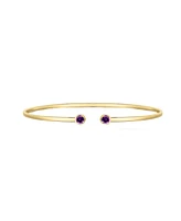 The Lovery Amethyst Open Cuff Bangle 14K Gold