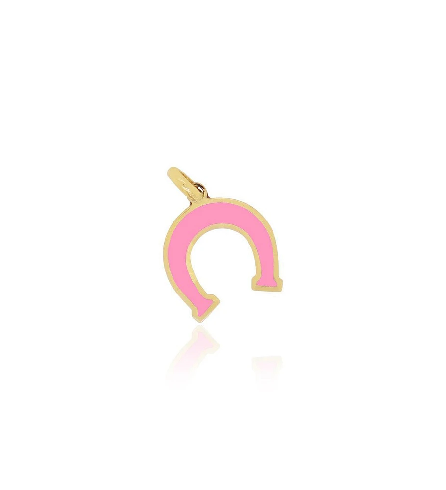 The Lovery Bubblegum Pink Horseshoe Charm 14K Gold 12 millimeters