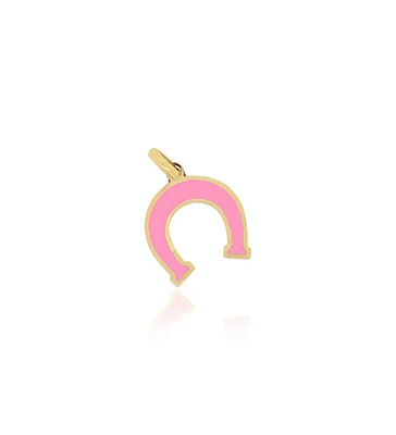 The Lovery Bubblegum Pink Horseshoe Charm 14K Gold 12 millimeters