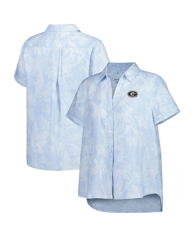 Tommy Bahama Men's and Women's Light Blue Georgia Bulldogs Legacy Leaves Camp Button-Up Shirt