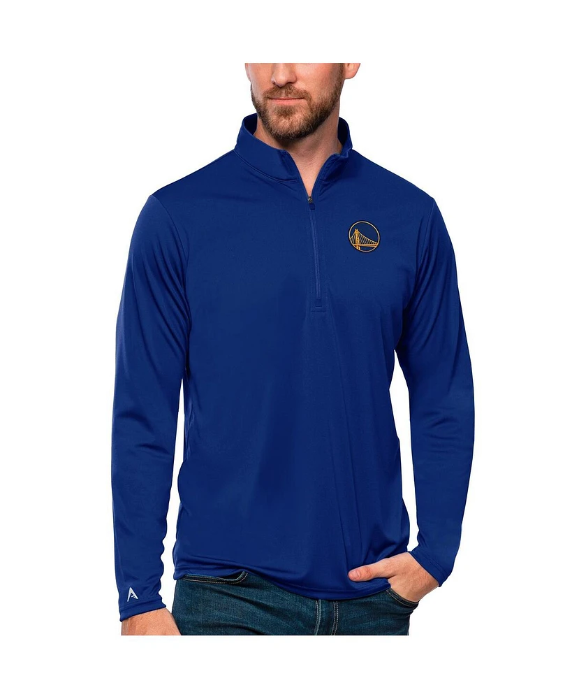 Antigua Men's Royal Golden State Warriors Tribute Quarter-Zip Pullover Top