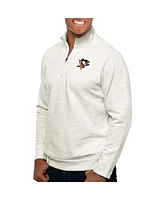 Antigua Men's Oatmeal Pittsburgh Penguins Gambit Quarter-Zip Pullover Top