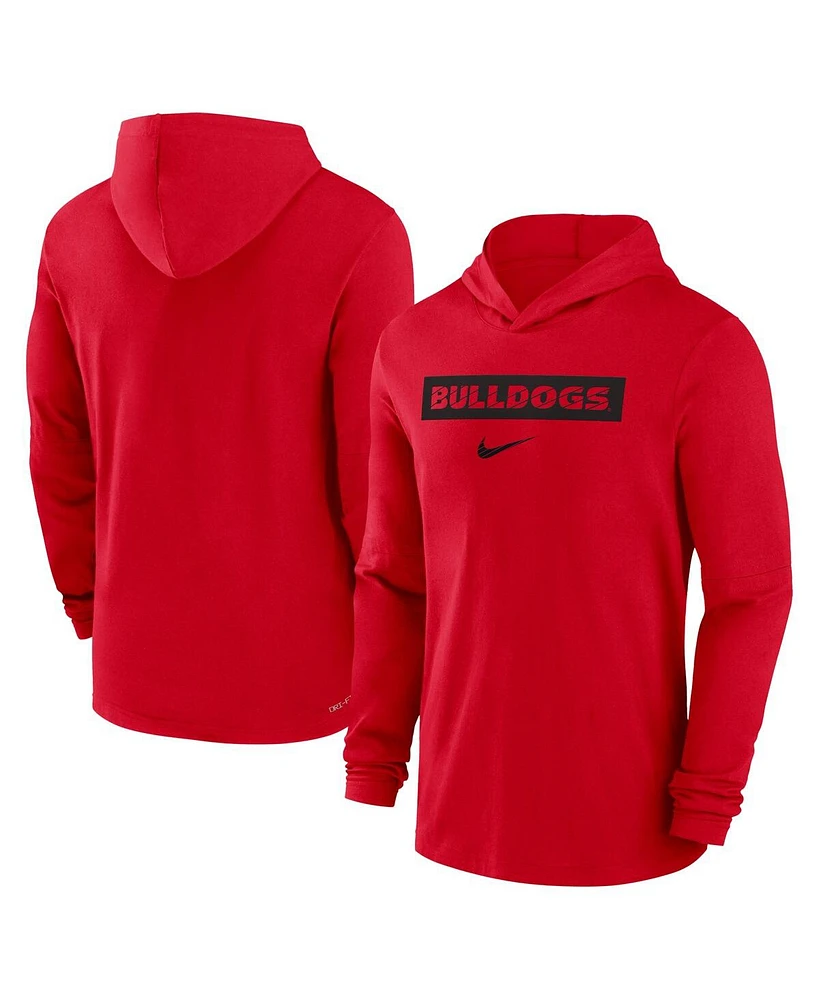 Nike Men's Red Georgia Bulldogs Sideline Hoodie Performance Long Sleeve T-Shirt