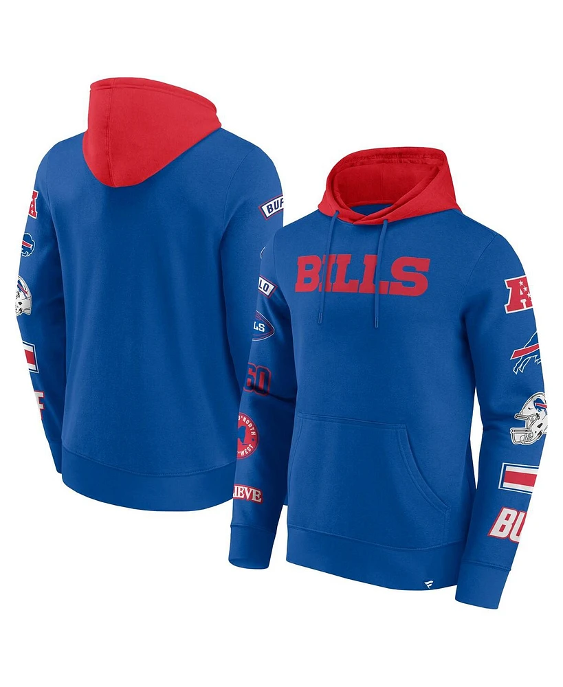 Fanatics Men's Royal/Red Buffalo Bills Patched Out Pullover Hoodie