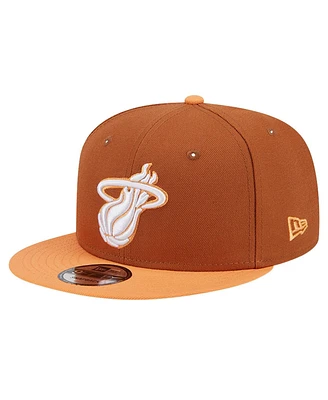 New Era Men's Brown/Orange Miami Heat 2-Tone Color Pack 9FIFTY Snapback Hat