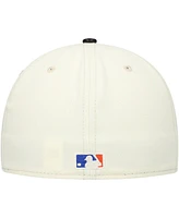 New Era Men's Cream York Mets Game Night Leather Visor 59FIFTY Fitted Hat