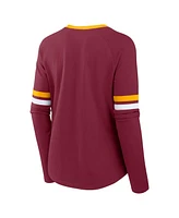 Fanatics Women's Burgundy Washington Commanders Won and Done Lace-Up Long Sleeve Fashion Top