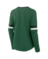 Fanatics Women's Green New York Jets Won and Done Lace-Up Long Sleeve Fashion Top