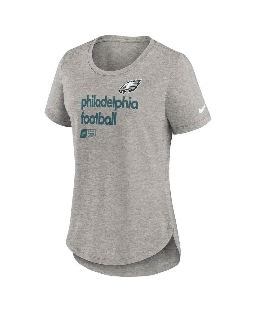 Nike Women's Heather Gray Philadelphia Eagles Fashion Tri-Blend T-Shirt