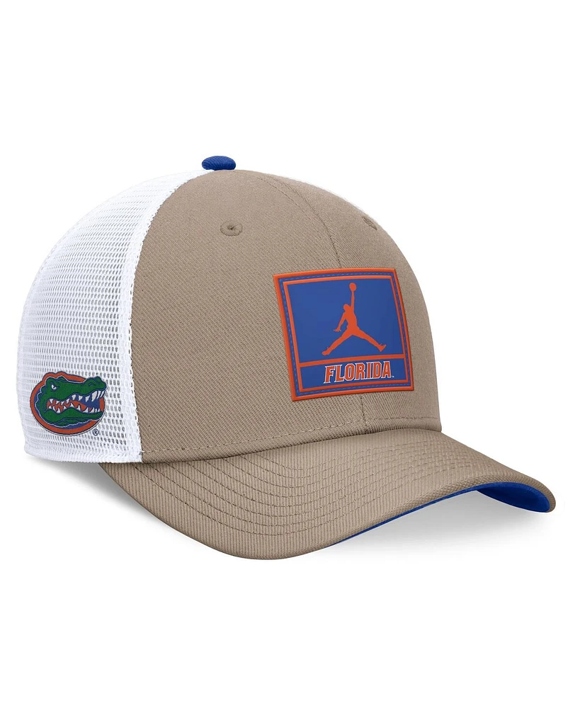 Jordan Men's Khaki/White Florida Gators 2024 On Field Jumpman Trucker Adjustable Hat