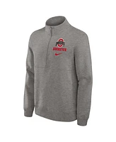 Nike Men's Heather Gray Ohio State Buckeyes Primetime Club Half-Zip Sweatshirt