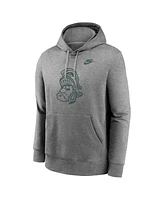 Nike Men's Heather Gray Michigan State Spartans Legacy Logo Club Fleece Pullover Hoodie