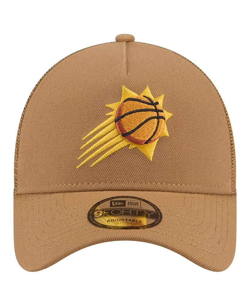 New Era Men's Tan Phoenix Suns 9FORTY A-Frame Trucker Adjustable Hat