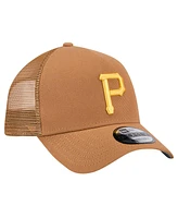 New Era Men's Brown Pittsburgh Pirates A-Frame Trucker 9FORTY Adjustable Hat