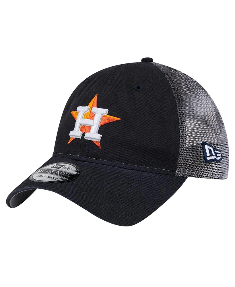 New Era Men's Navy Houston Astros Team Slick Trucker 9TWENTY Adjustable Hat