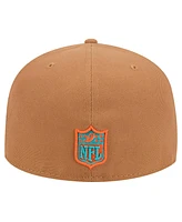 New Era Men's Tan Miami Dolphins Color Pack 59FIFTY Fitted Hat with Side Patch