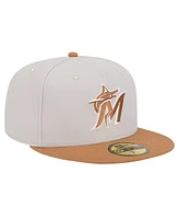 New Era Men's Khaki/Brown Miami Marlins Two-Tone Color Pack 59FIFTY Fitted Hat