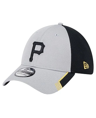 New Era Men's Gray/Black Pittsburgh Pirates Visor Trim 39THIRTY Flex Hat