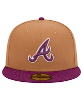 New Era Men's Brown/Purple Atlanta Braves Two-Tone Color Pack 59FIFTY Fitted Hat