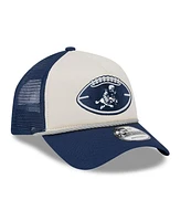 New Era Men's Stone/Navy Dallas Cowboys 2024 Sideline Historic 9FORTY A-Frame Trucker Adjustable Hat