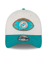 New Era Men's Stone/Aqua Miami Dolphins 2024 Sideline Historic 39THIRTY Flex Hat