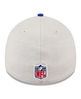 New Era Men's Stone/Royal England Patriots 2024 Sideline Historic 39THIRTY Flex Hat