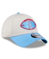 New Era Men's Stone/Light Blue Houston Oilers 2024 Sideline Gridiron Classics 39THIRTY Flex Hat