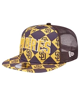 New Era Men's Brown San Diego Padres Seeing Diamonds A-Frame Trucker 9FIFTY Snapback Hat