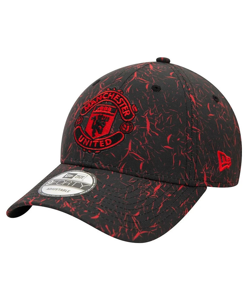 New Era Men's Black Manchester United Crinkle 9FORTY Adjustable Hat