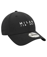 New Era Men's Black Ac Milan Established Wordmark 9FORTY Adjustable Hat