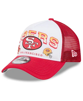 New Era Men's White/Scarlet San Francisco 49ers Retro Wordmark A-Frame 9FORTY Adjustable Hat