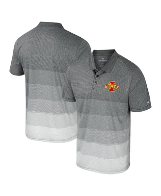 Colosseum Men's Gray Iowa State Cyclones Striped Mesh Polo