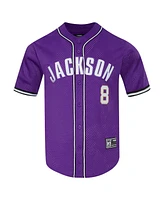 Pro Standard Men's Lamar Jackson Purple Baltimore Ravens Mesh Button-Up Baseball Jersey