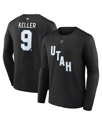 Fanatics Men's Clayton Keller Black Utah Hockey Club Authentic Stack Name Number Long Sleeve T-Shirt