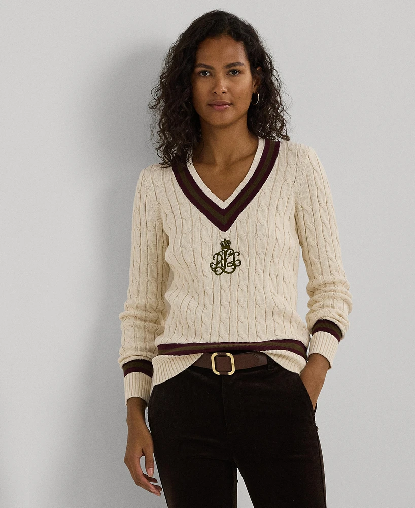 Lauren Ralph Lauren Women's Cable-Knit Cotton Cricket Sweater