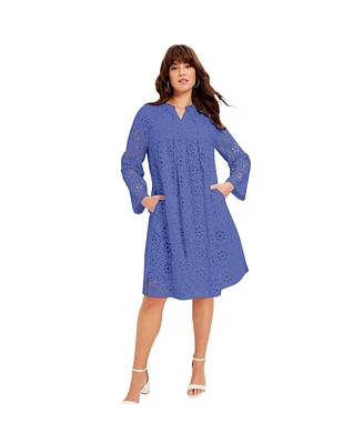 June + Vie Plus Eyelet Boardwalk Shirtdress