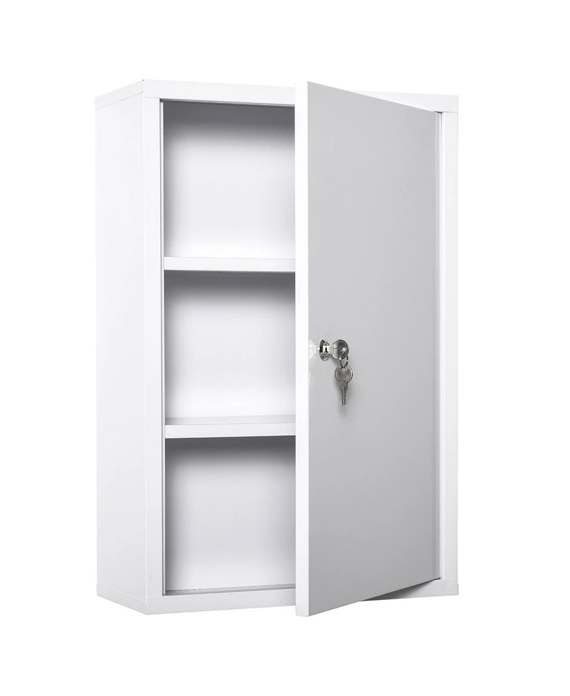 Streamdale Furniture 3-Tier Steel Bathroom Medicine Cabinet with Lock