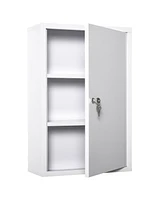 Simplie Fun 3-Tier Steel Bathroom Medicine Cabinet with Lock