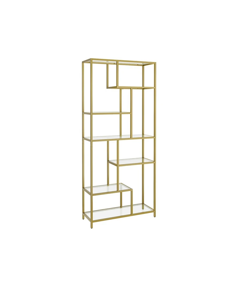 Slickblue 6-Tier Tall Bookshelf with Tempered Glass Shelves