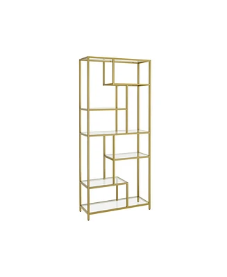 Slickblue 6-Tier Tall Bookshelf with Tempered Glass Shelves