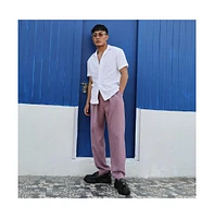 Men's Chalk White Creased-Check Shirt