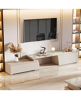 Tribesigns Extendable Tv Stand for TVs Up to 100", Modern Entertainment Center with 3 Drawers Storage, Faux Marble Media Console for Living Room, Bedr