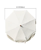 LAGarden 6 Ft Fringe Umbrella Replacement Canopy Top Cover Outdoor Patio Yard