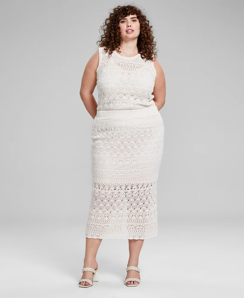 And Now This Trendy Plus Crochet Midi Skirt, Created for Macy's