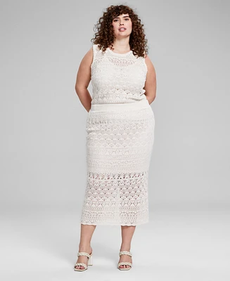 And Now This Trendy Plus Crochet Midi Skirt, Created for Macy's